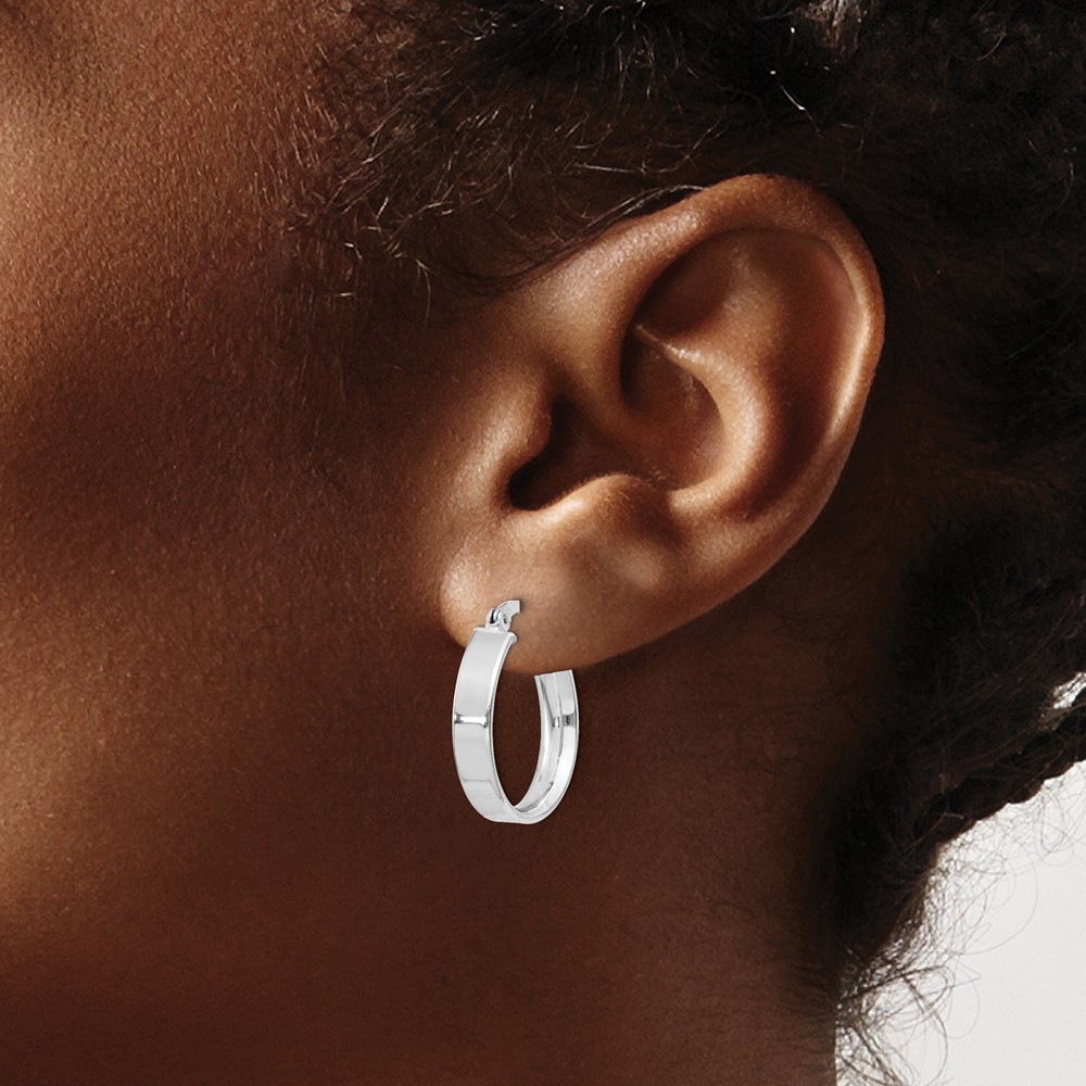 Sterling Silver Rhodium Plated 4.25x20 Hoop Earrings (QE8143)