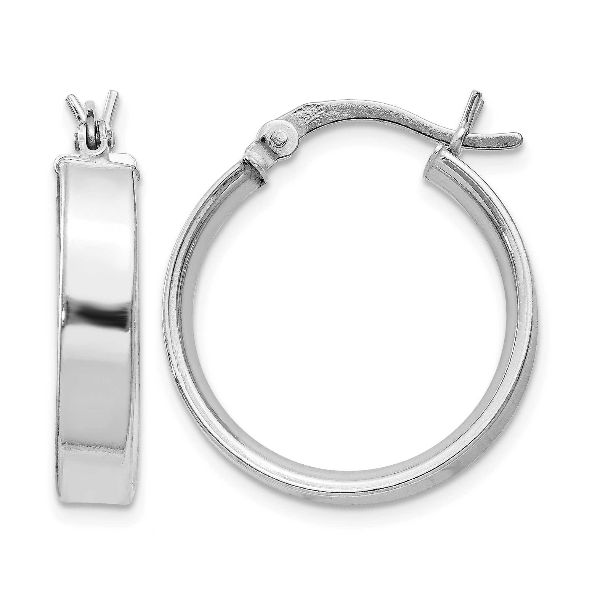 Sterling Silver Rhodium Plated 4.25x20 Hoop Earrings (QE8143)