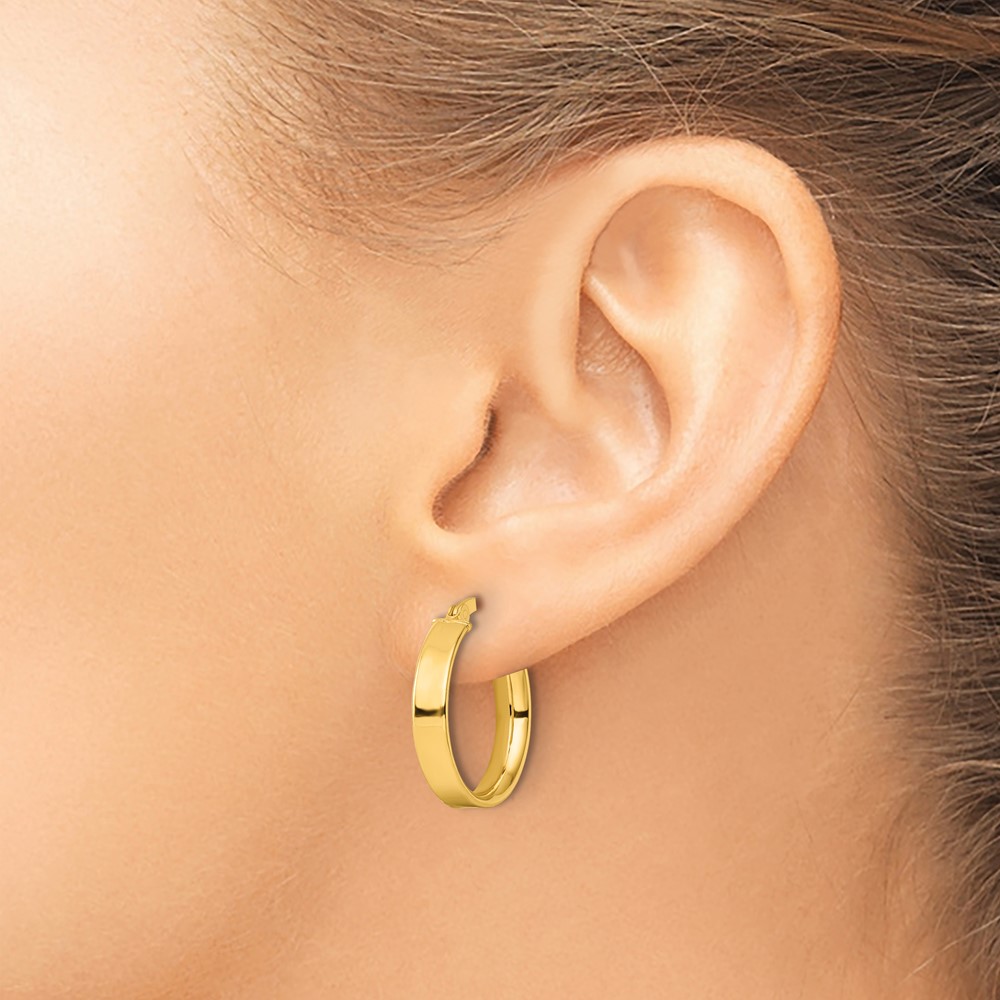 Sterling Silver Flash Gold-plated 4.25x20mm Hoop Earrings (QE8143GP)