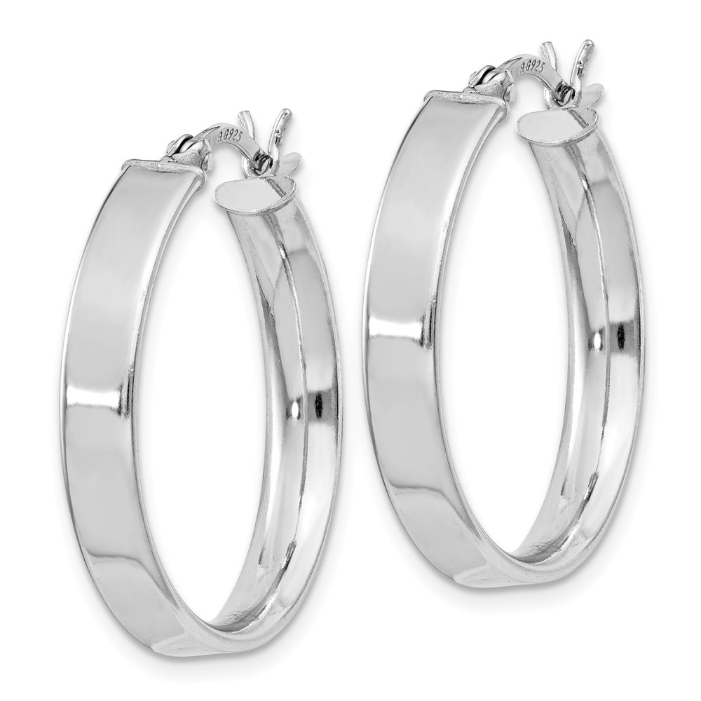 Sterling Silver Rhodium Plated 4.25x25Hoop Earrings (QE8144)