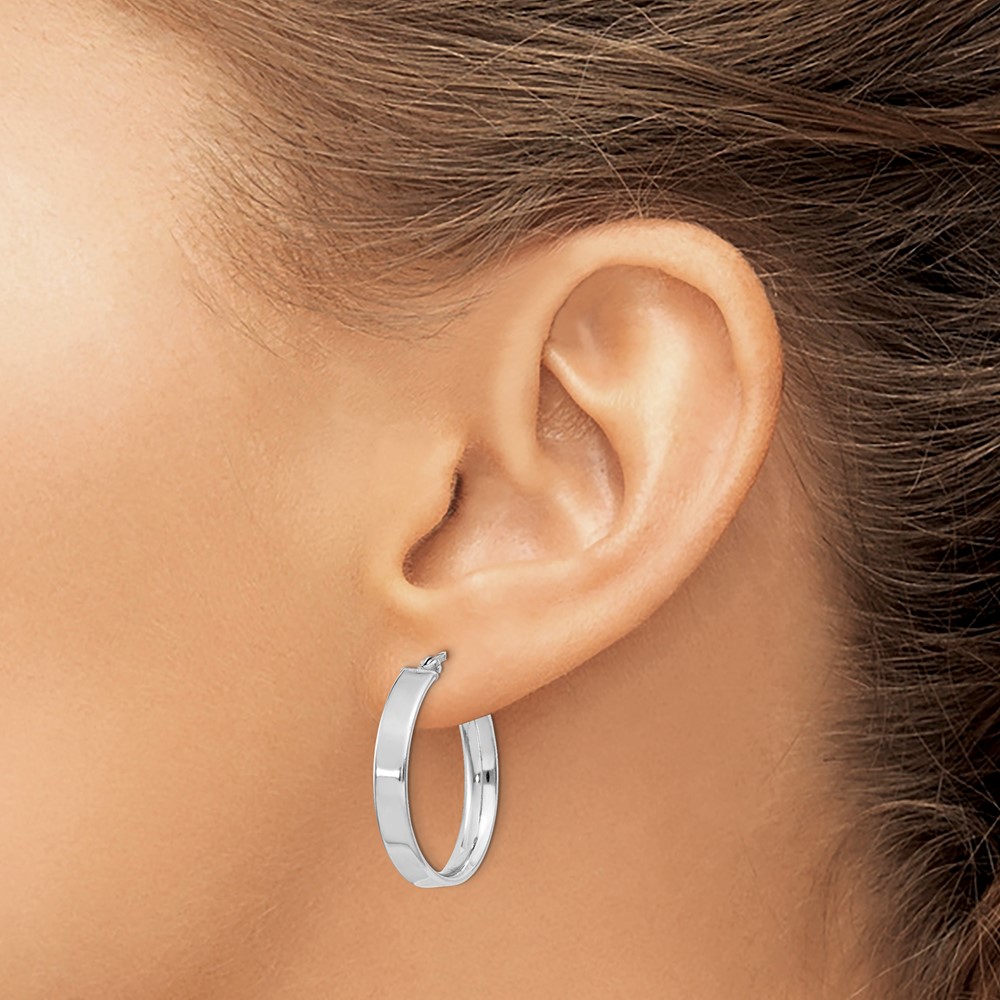 Sterling Silver Rhodium Plated 4.25x25Hoop Earrings (QE8144)