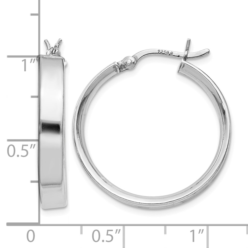 Sterling Silver Rhodium Plated 4.25x25Hoop Earrings (QE8144)