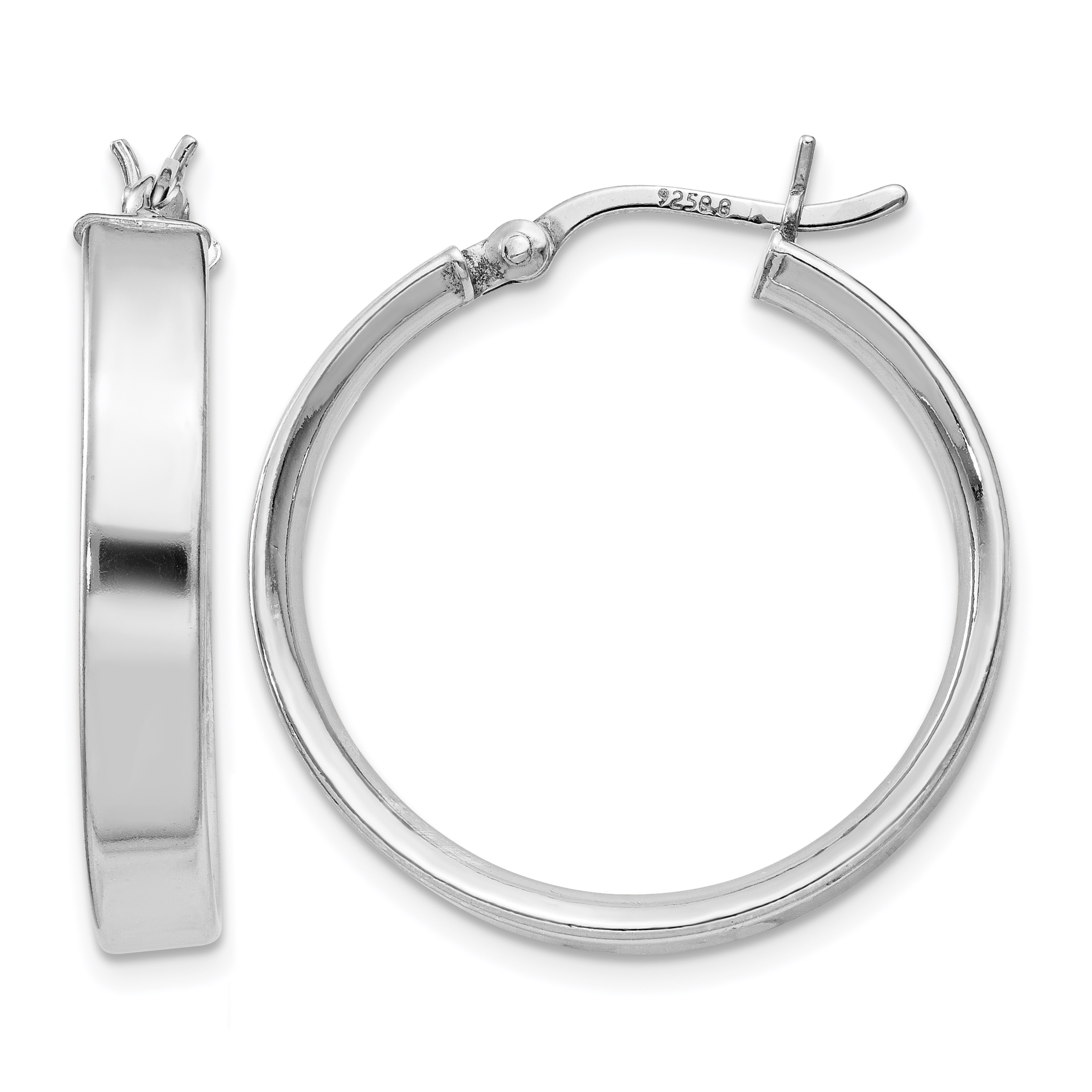 Sterling Silver Rhodium Plated 4.25x25Hoop Earrings (QE8144)