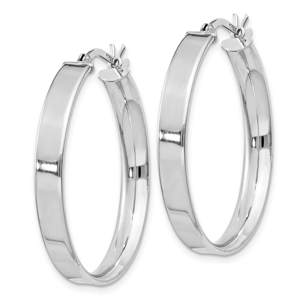 Sterling Silver Rhodium Plated 4.25x30 Hoop Earrings (QE8145)