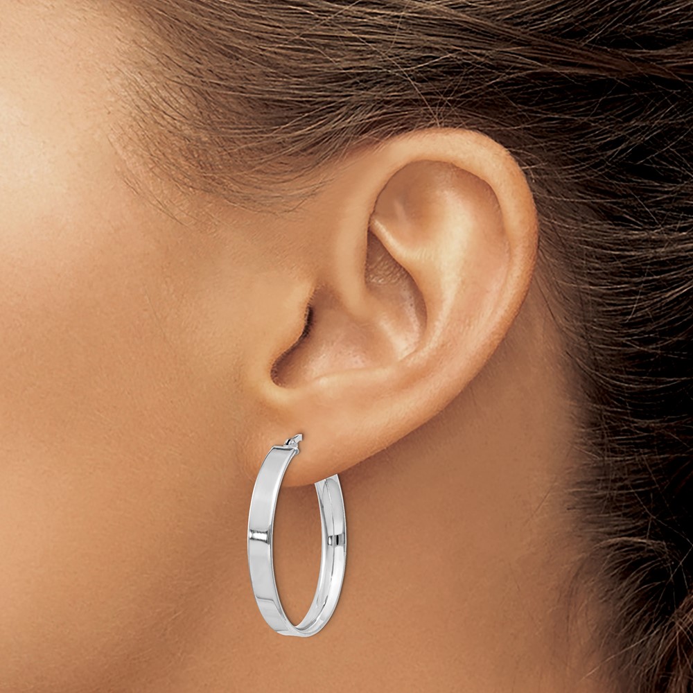Sterling Silver Rhodium Plated 4.25x30 Hoop Earrings (QE8145)