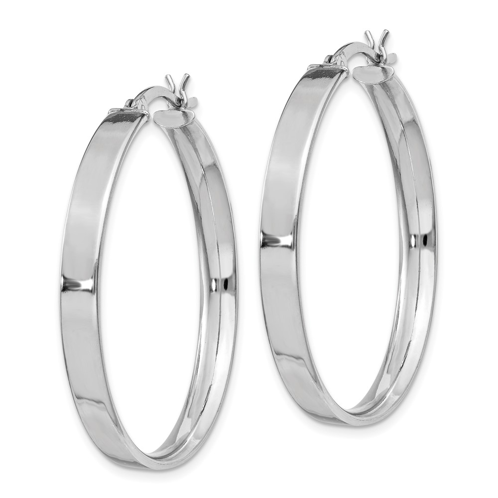 Sterling Silver Rhodium Plated 4.25x35 Hoop Earrings (QE8146)