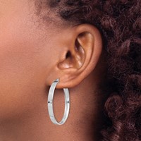 Sterling Silver Rhodium Plated 4.25x 35 Hoop Earrings view 3