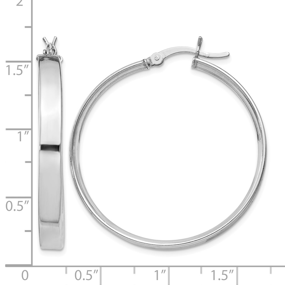 Sterling Silver Rhodium Plated 4.25x35 Hoop Earrings (QE8146)