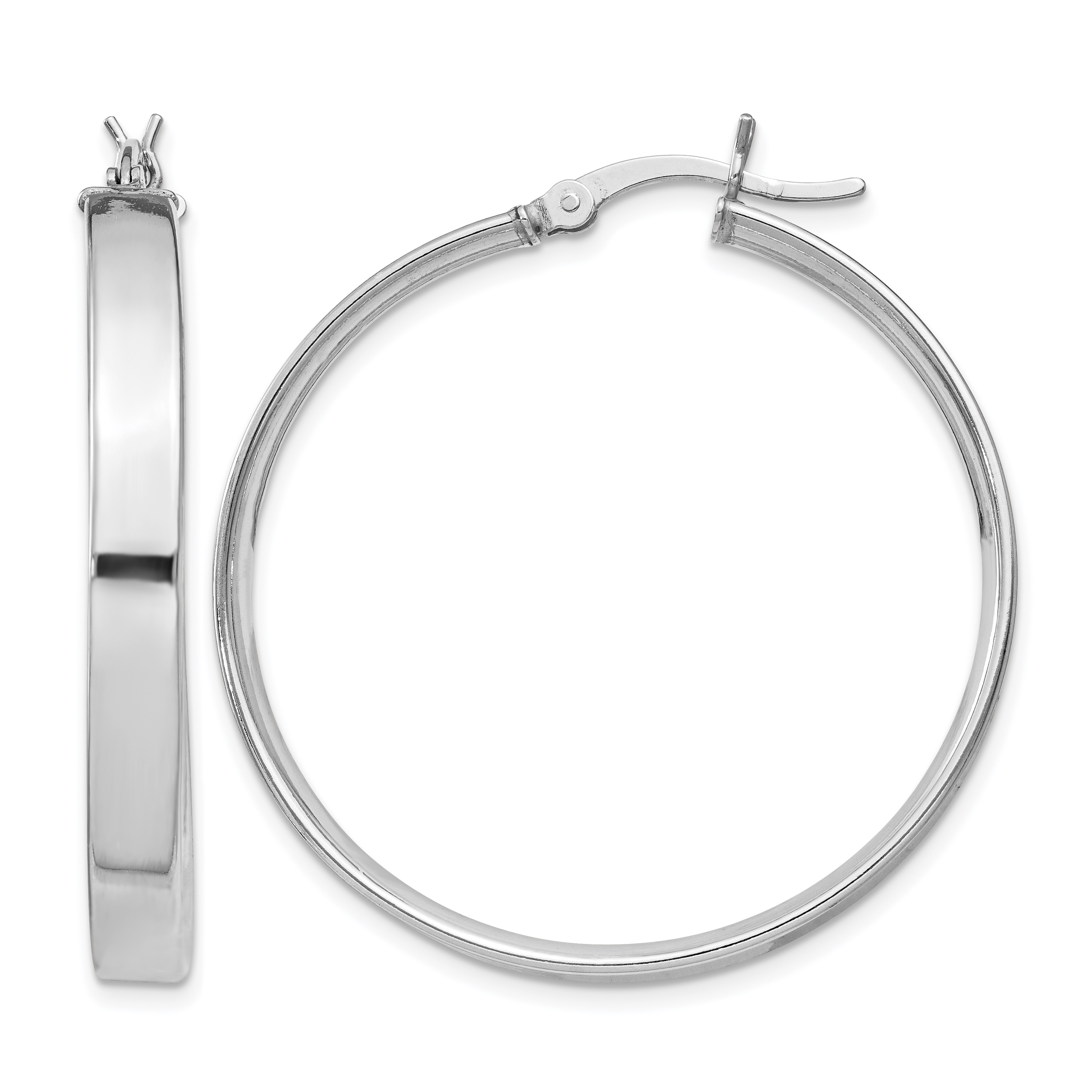 Sterling Silver Rhodium Plated 4.25x35 Hoop Earrings (QE8146)