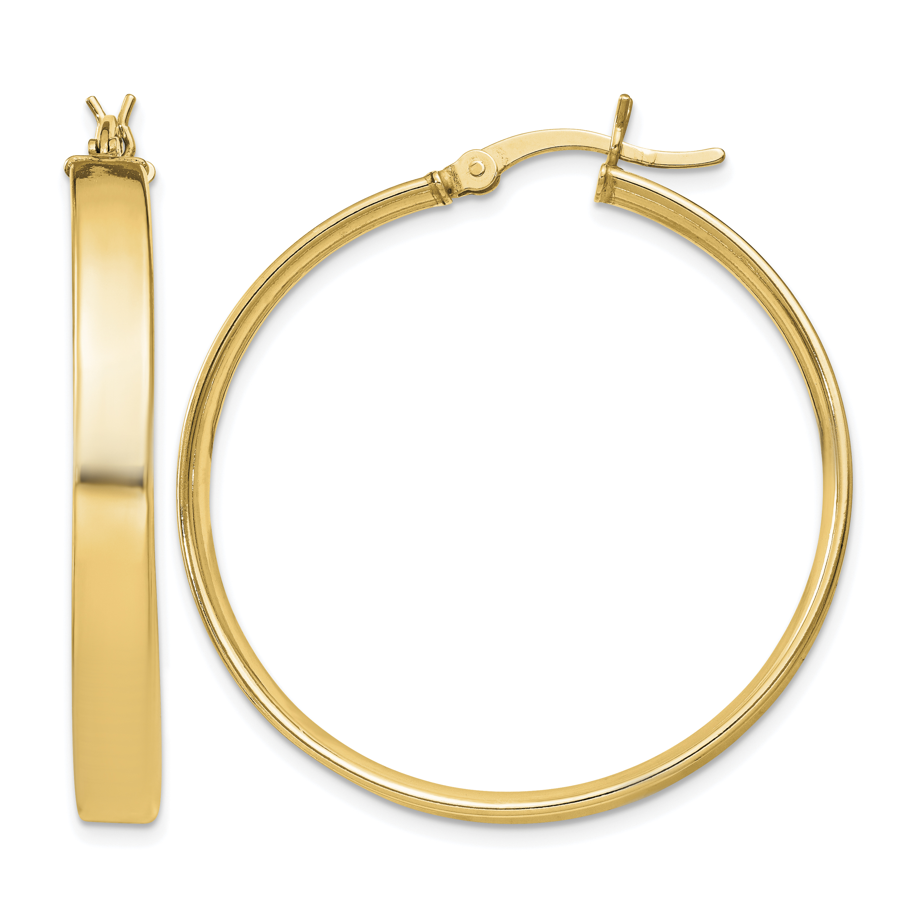 Sterling Silver Flash Gold-plated 4.25x35mm Hoop Earrings (QE8146GP)