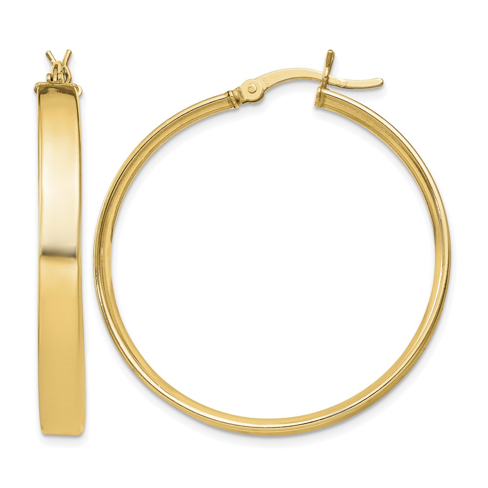 Sterling Silver Flash Gold-plated 4.25x35mm Hoop Earrings (QE8146GP)