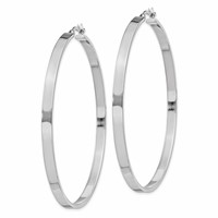 Sterling Silver Rhodium-plated 3.5x 60mm Hoop Earrings view 2