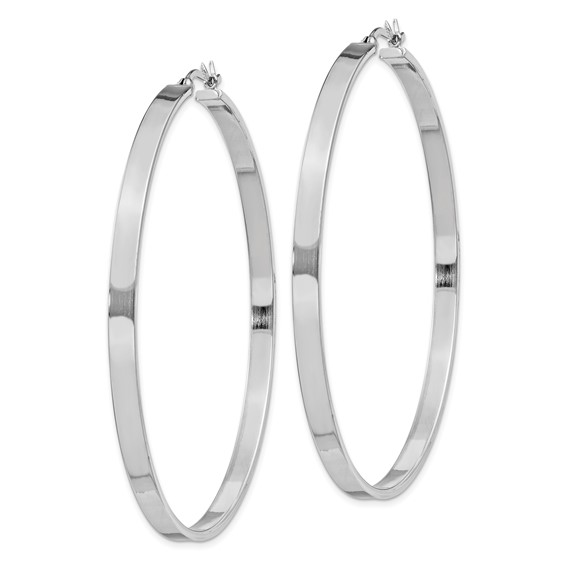 Sterling Silver Rhodium-plated 3.5x60mm Hoop Earrings