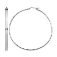 Sterling Silver Rhodium-plated 3.5x 60mm Hoop Earrings view 1