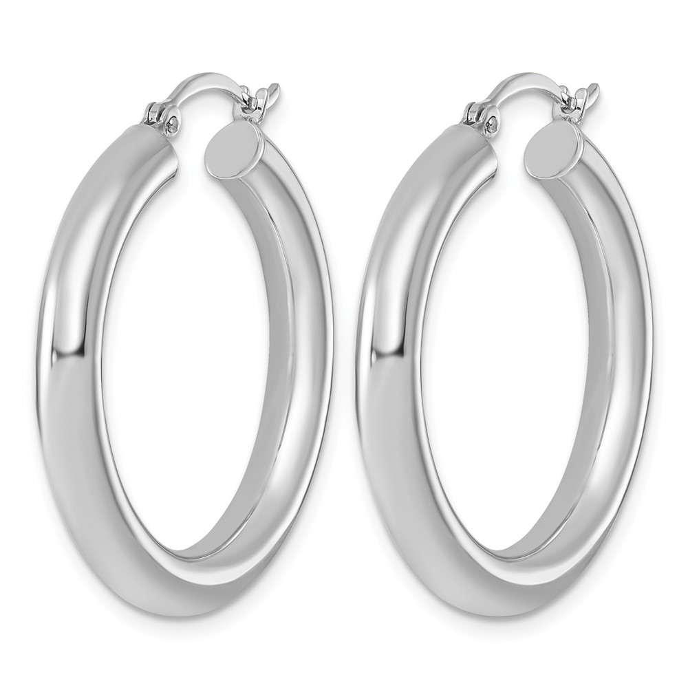 Sterling Silver Rhodium-plated 4mm Round Hoop Earrings (QE815)