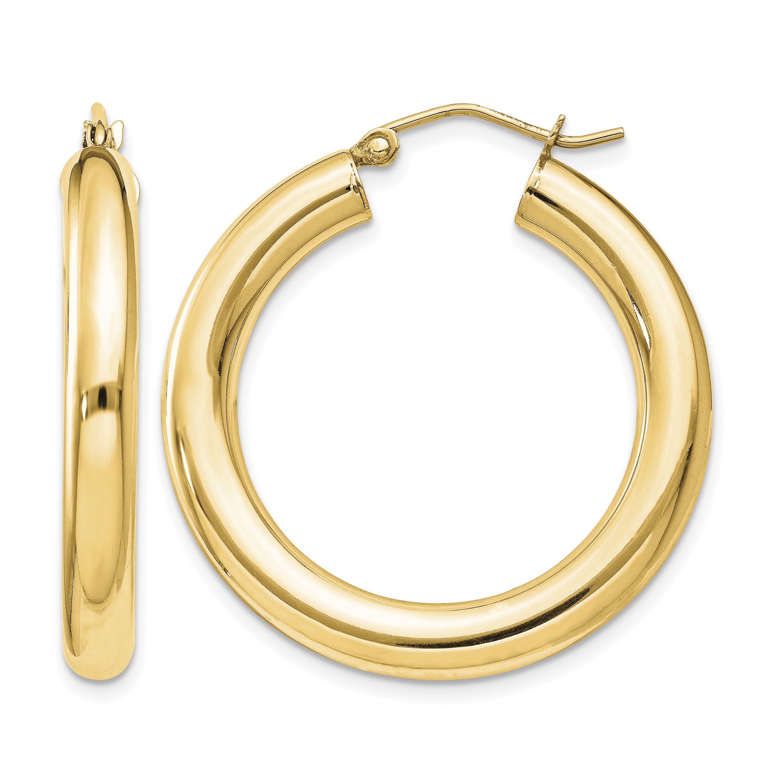Sterling Silver Flash Gold-plated 4mm Round Hoop Earrings (QE815GP)