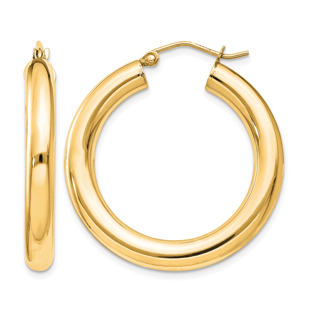Sterling Silver Flash Gold-plated 4mm Round Hoop Earrings (QE815GP)