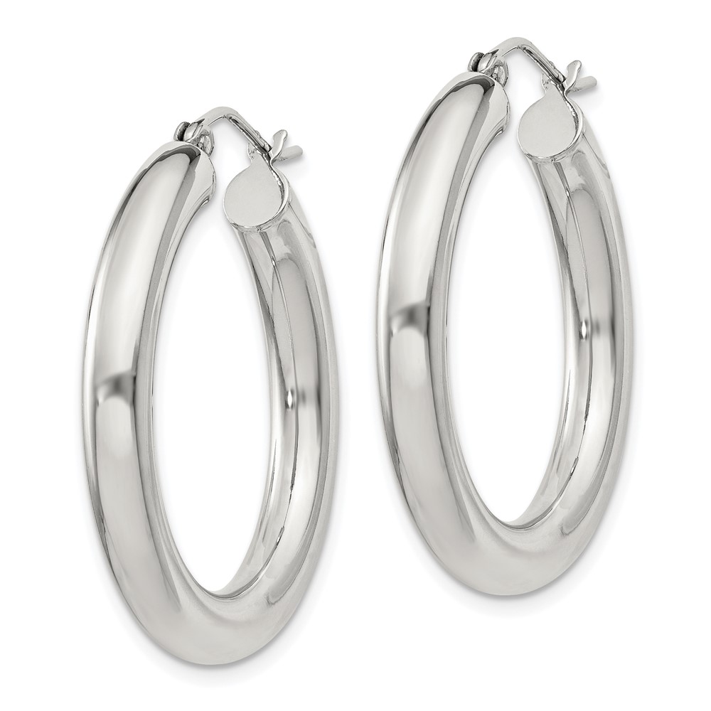 Sterling Silver 4mm Round Hoop Earrings (QE815SP)
