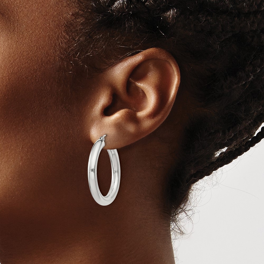 Sterling Silver 4mm Round Hoop Earrings (QE815SP)