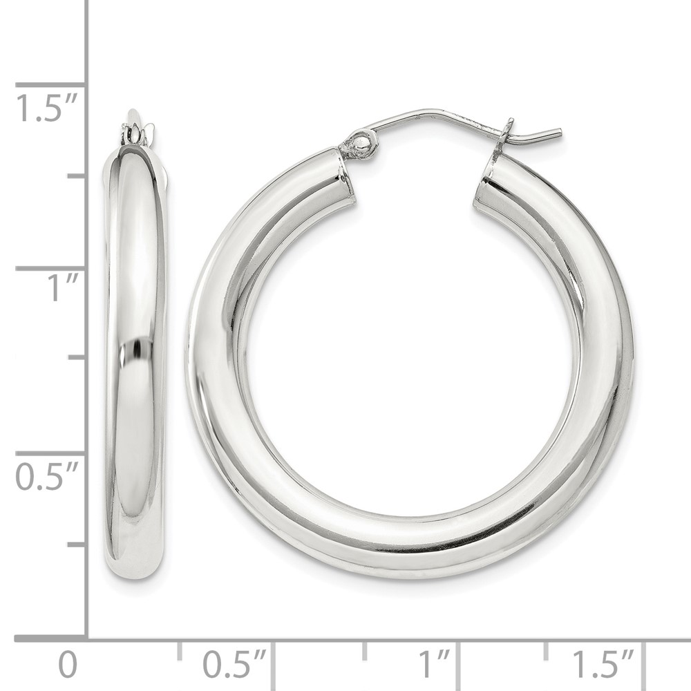 Sterling Silver 4mm Round Hoop Earrings (QE815SP)