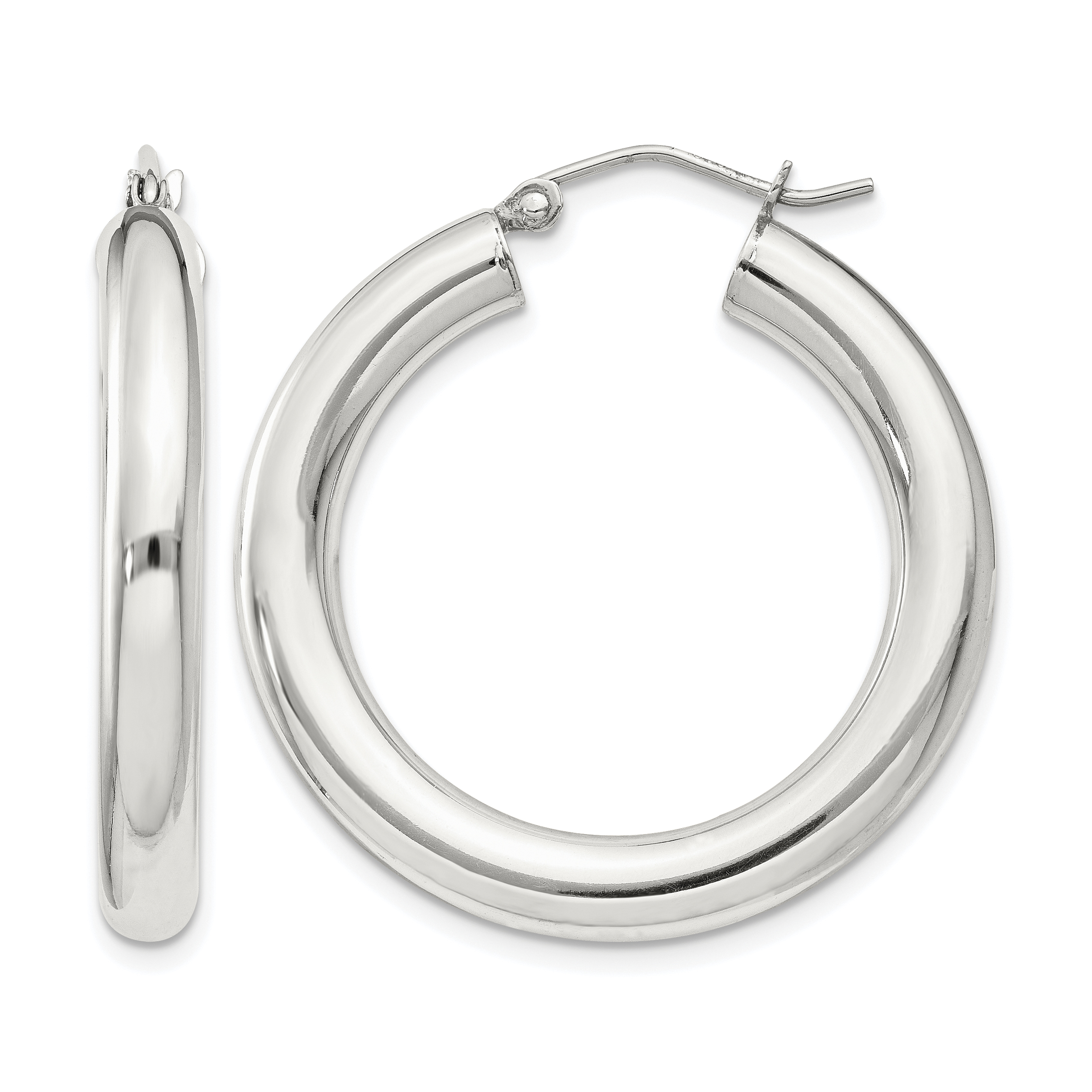 Sterling Silver 4mm Round Hoop Earrings (QE815SP)