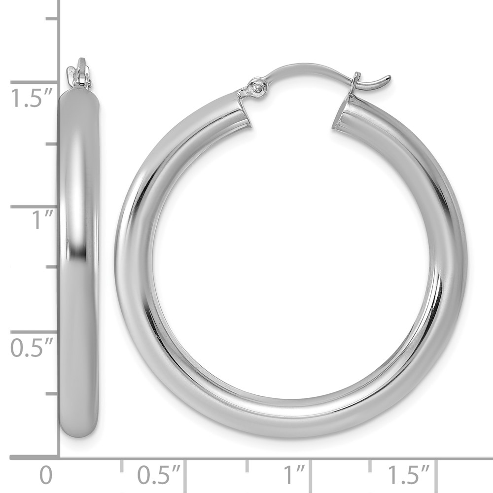 Sterling Silver Rhodium-plated 4mm Round Hoop Earrings (QE816)