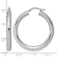 Sterling Silver Rhodium-plated 4mm Round Hoop Earrings view 5