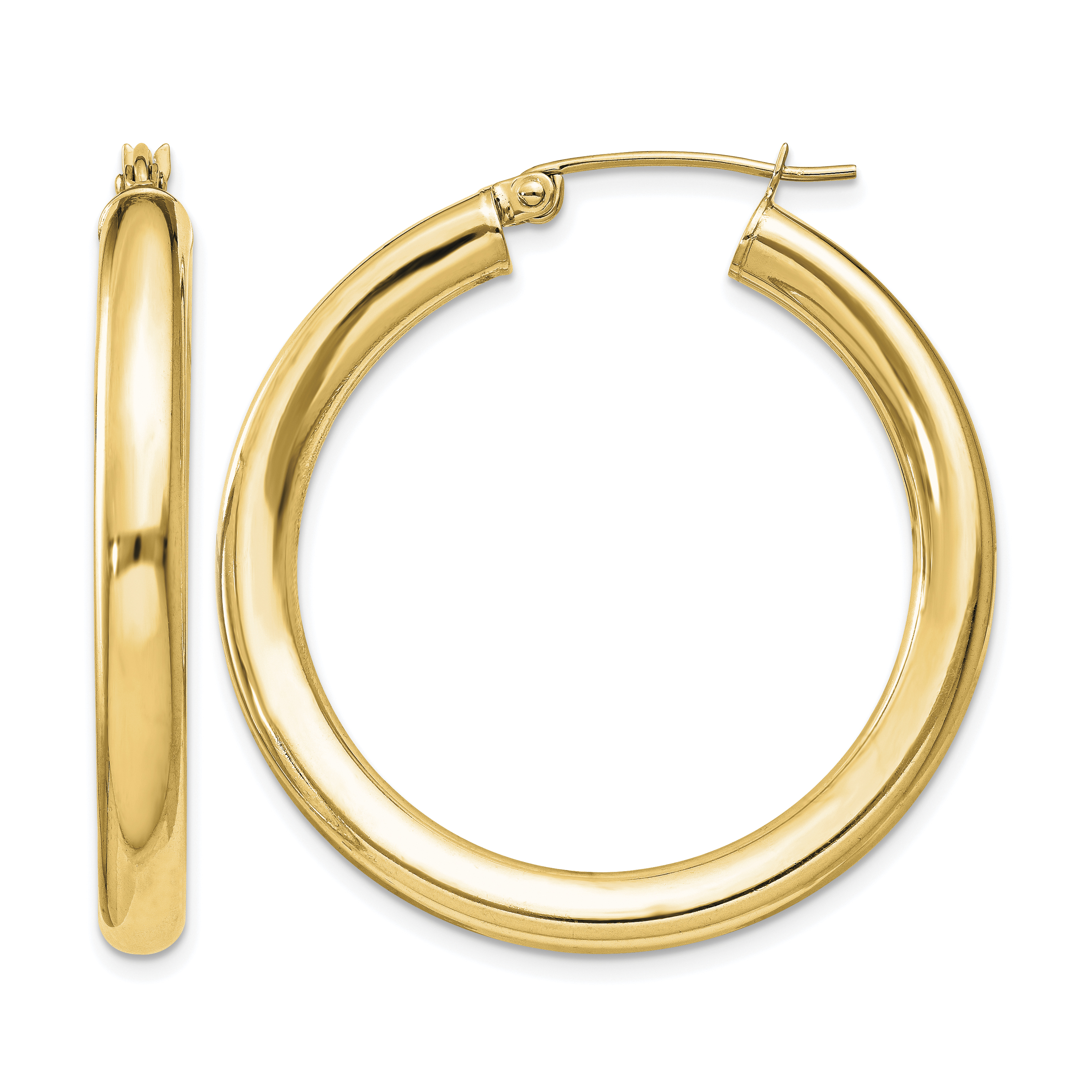 Sterling Silver Flash Gold-plated 4mm Round Hoop Earrings (QE816GP)