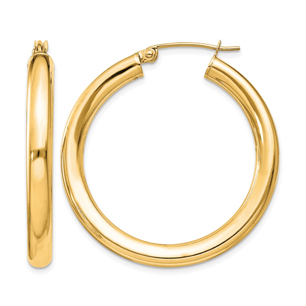 Sterling Silver Flash Gold-plated 4mm Round Hoop Earrings (QE816GP)