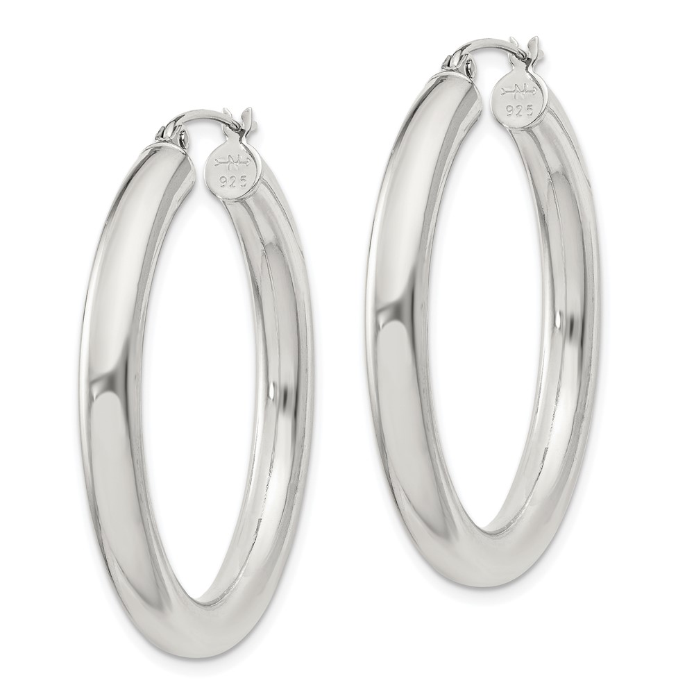 Sterling Silver 4mm Round Hoop Earrings (QE816SP)