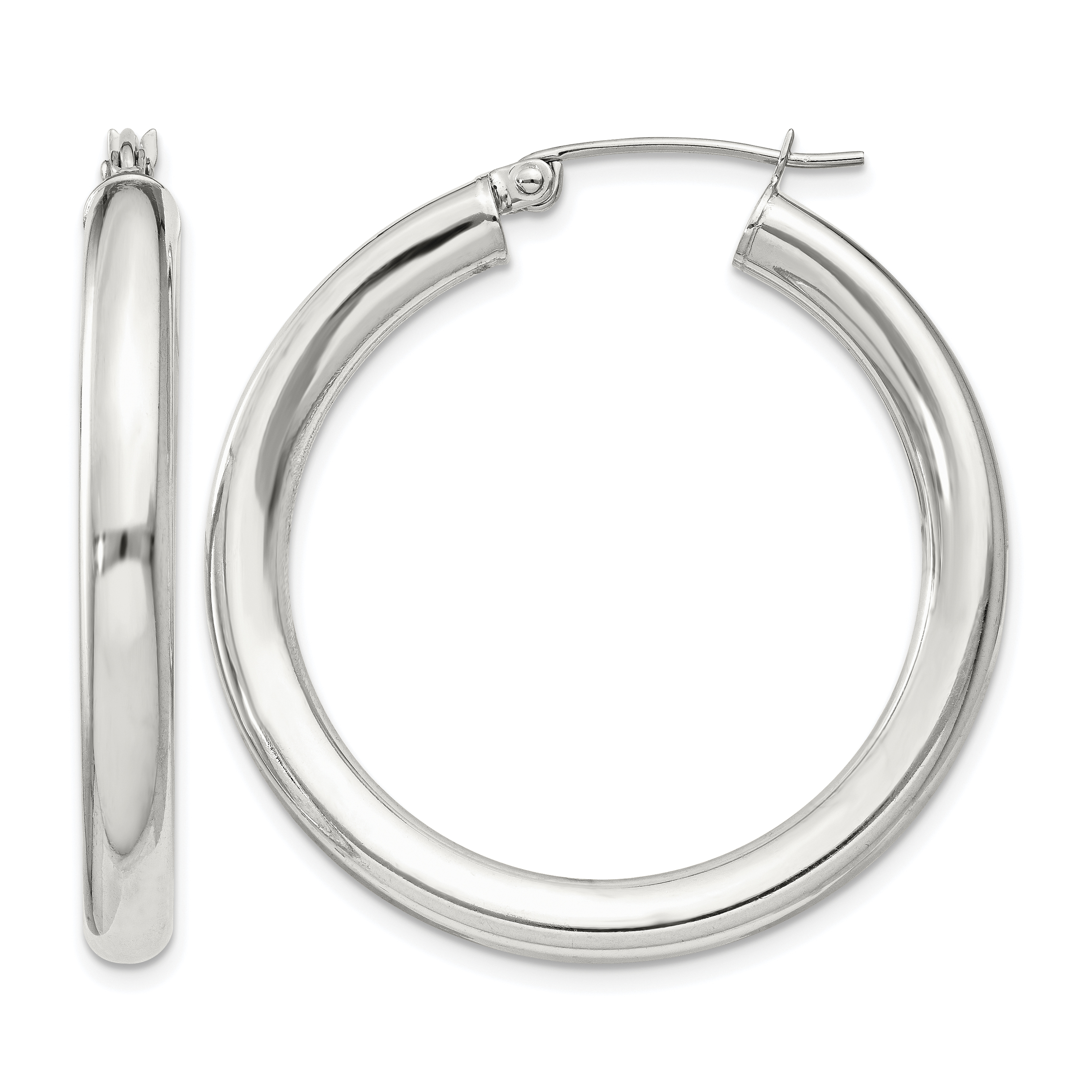 Sterling Silver 4mm Round Hoop Earrings (QE816SP)