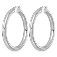 Sterling Silver Rhodium-plated 4mm Round Hoop Earrings view 2