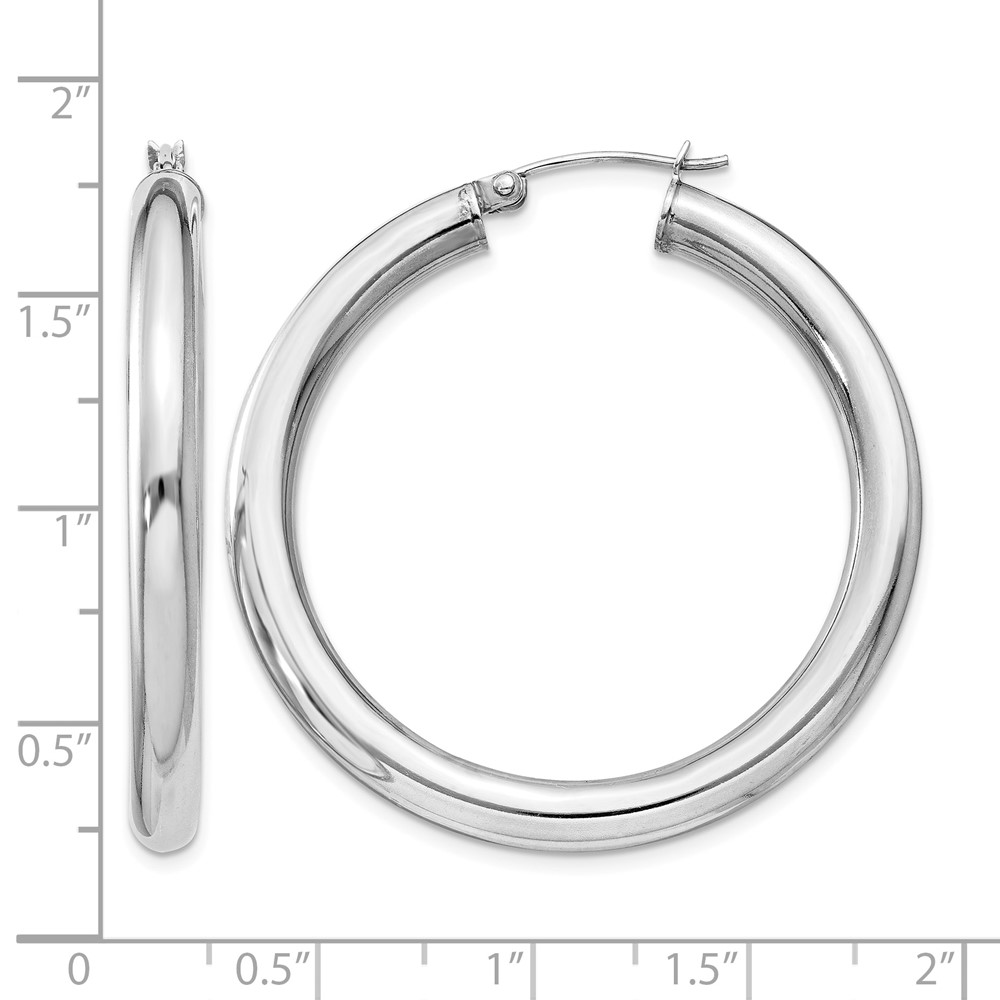Sterling Silver Rhodium-plated 4mm Round Hoop Earrings (QE817)