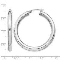 Sterling Silver Rhodium-plated 4mm Round Hoop Earrings view 5