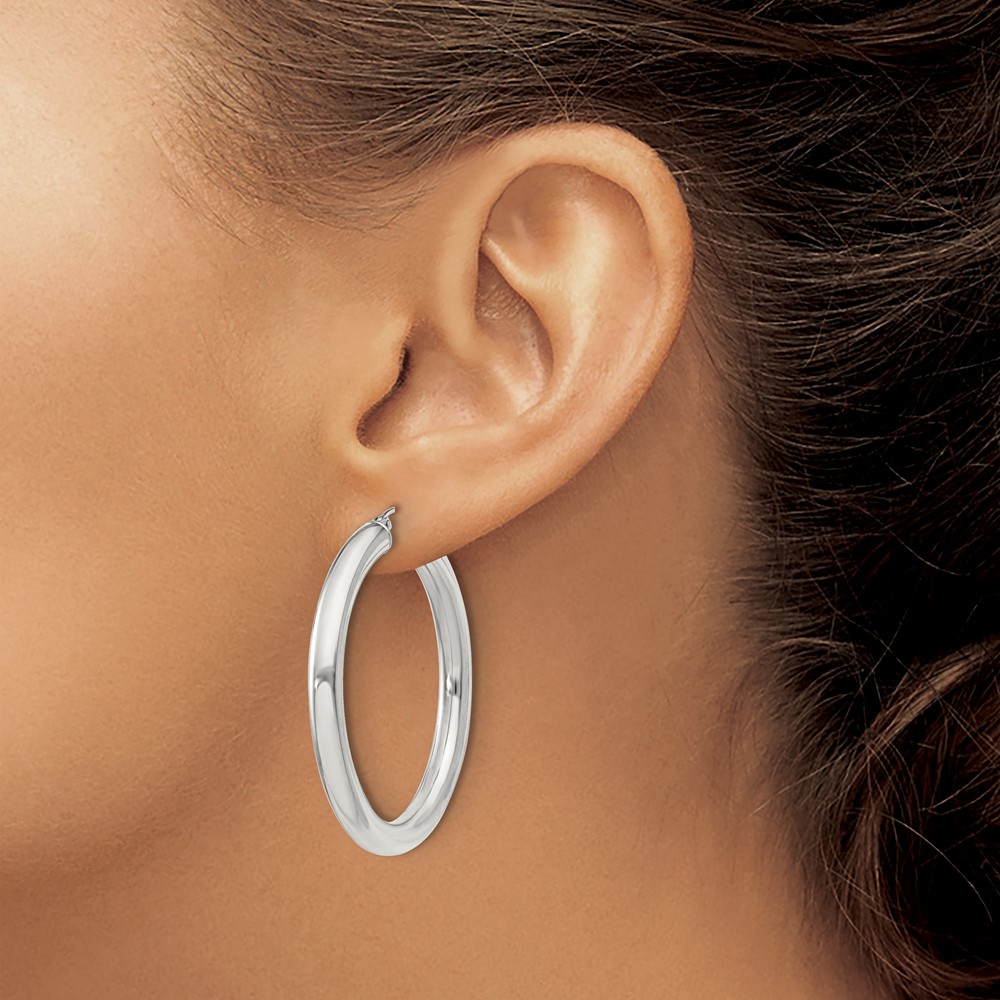 Sterling Silver 4mm Round Hoop Earrings (QE817SP)