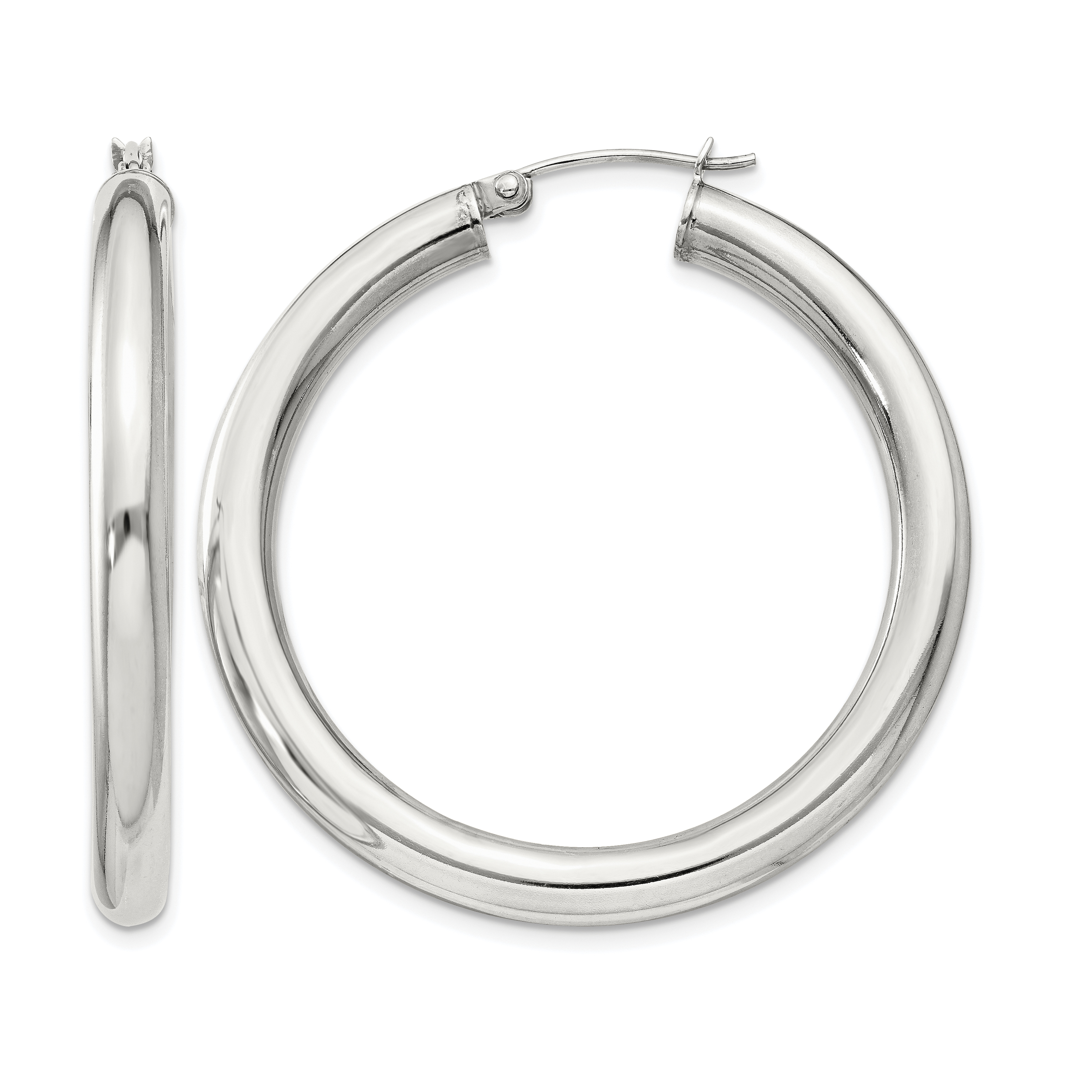 Sterling Silver 4mm Round Hoop Earrings (QE817SP)