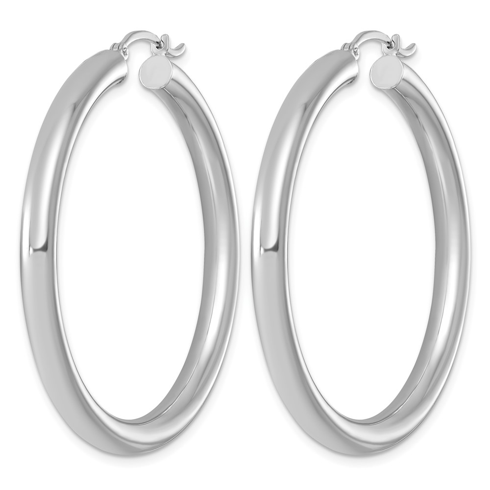 Sterling Silver Rhodium-plated 4mm Round Hoop Earrings (QE818)
