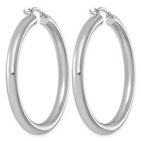 Sterling Silver Rhodium-plated 4mm Round Hoop Earrings view 4