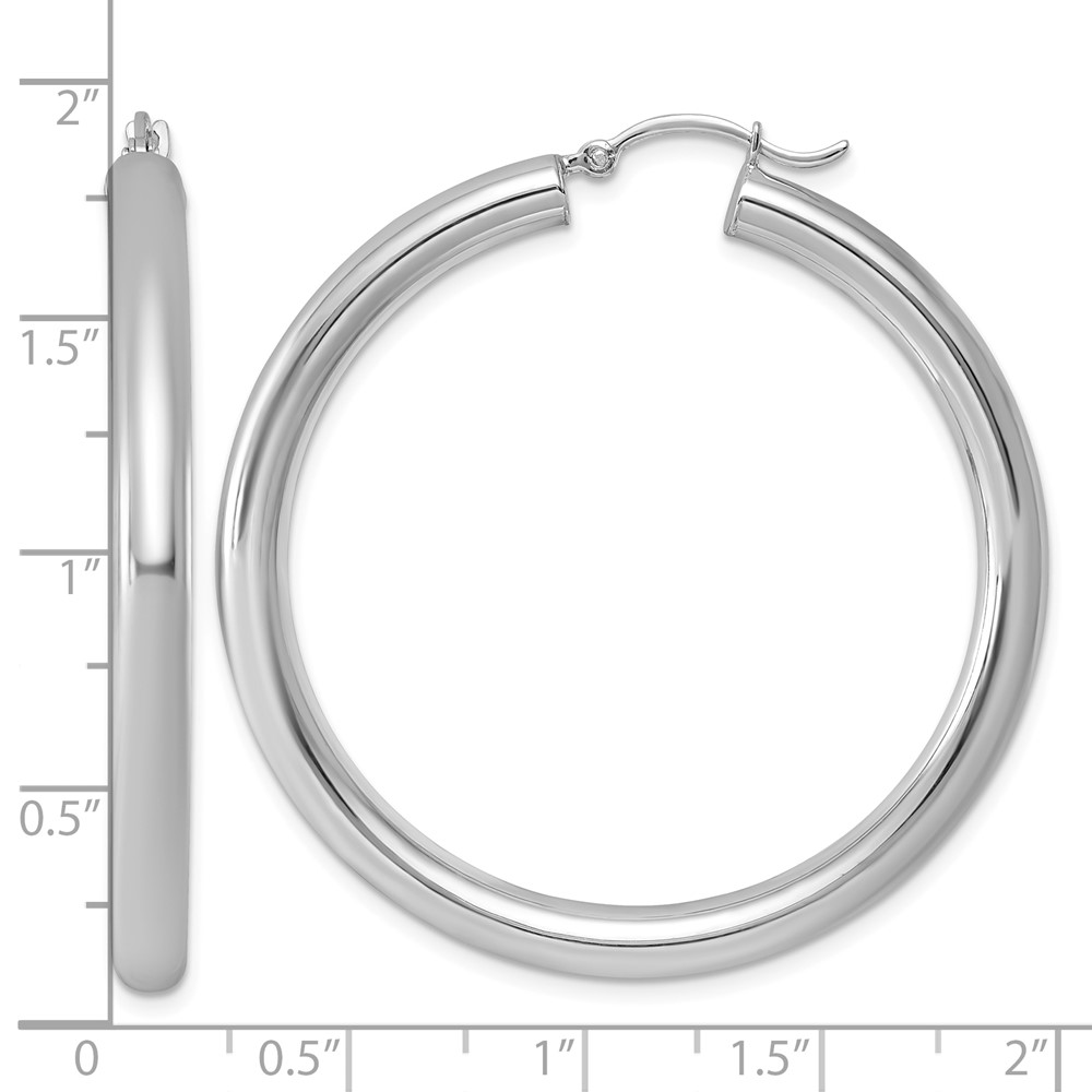Sterling Silver Rhodium-plated 4mm Round Hoop Earrings (QE818)
