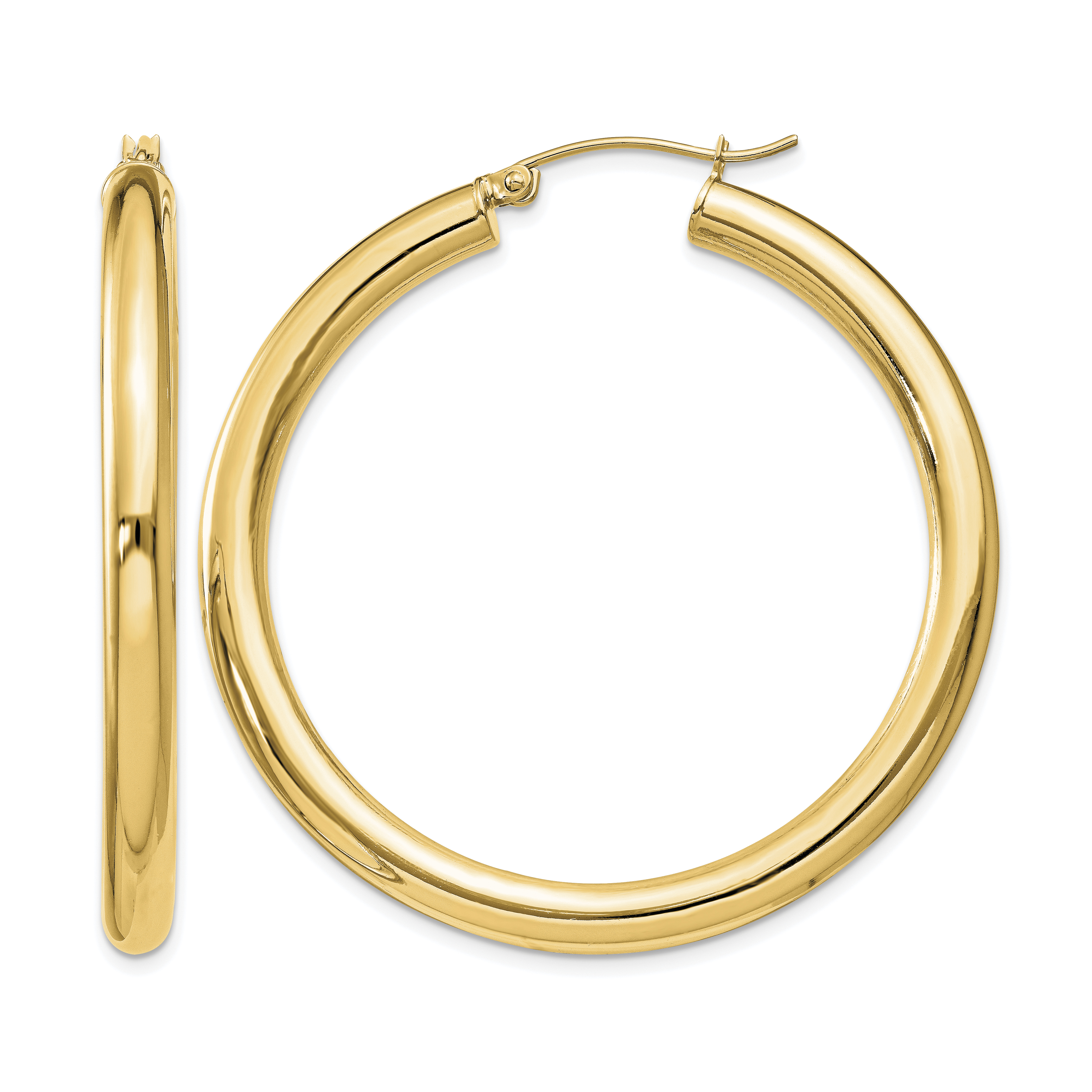 Sterling Silver Flash Gold-plated 4mm Round Hoop Earrings (QE818GP)