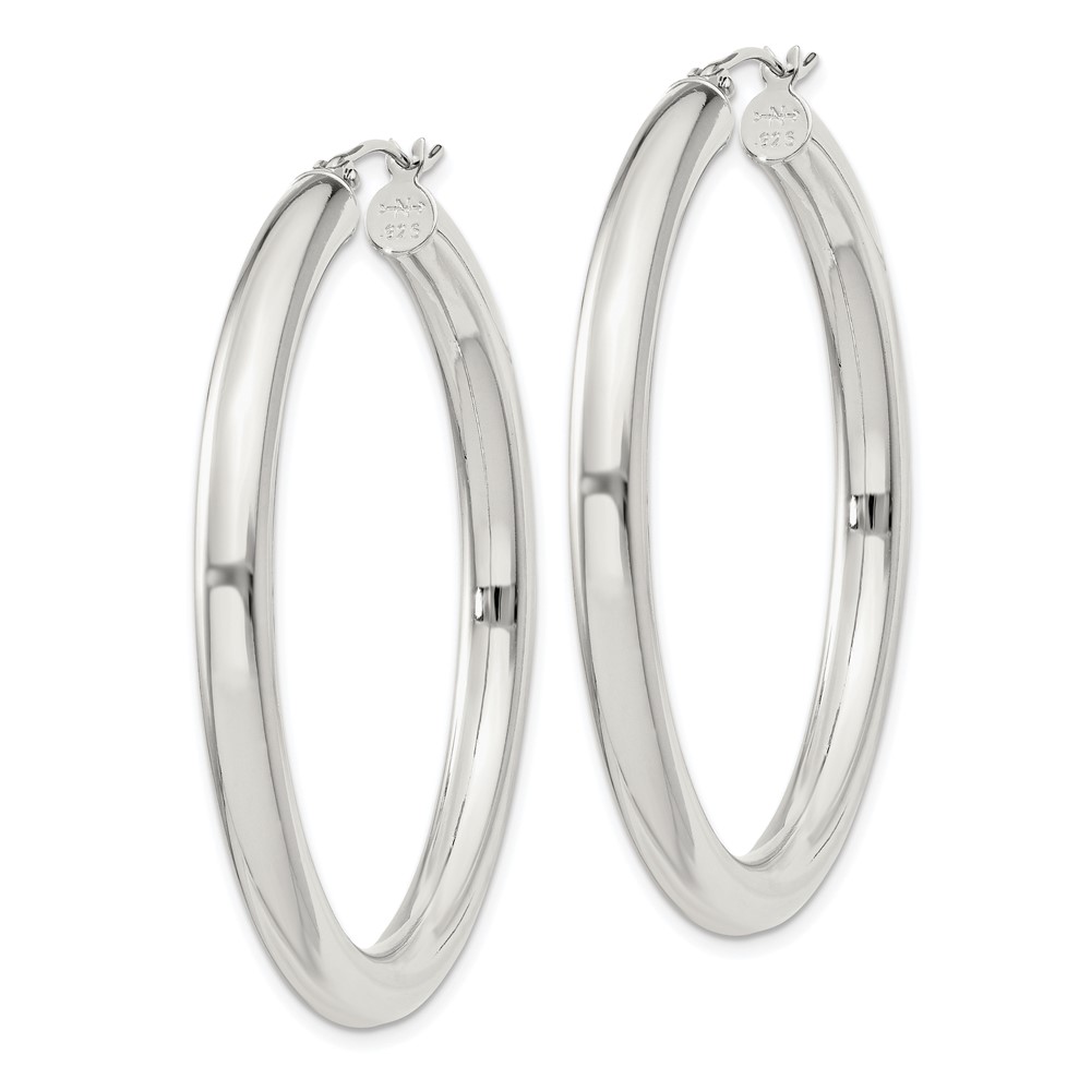 Sterling Silver 4mm Round Hoop Earrings (QE818SP)