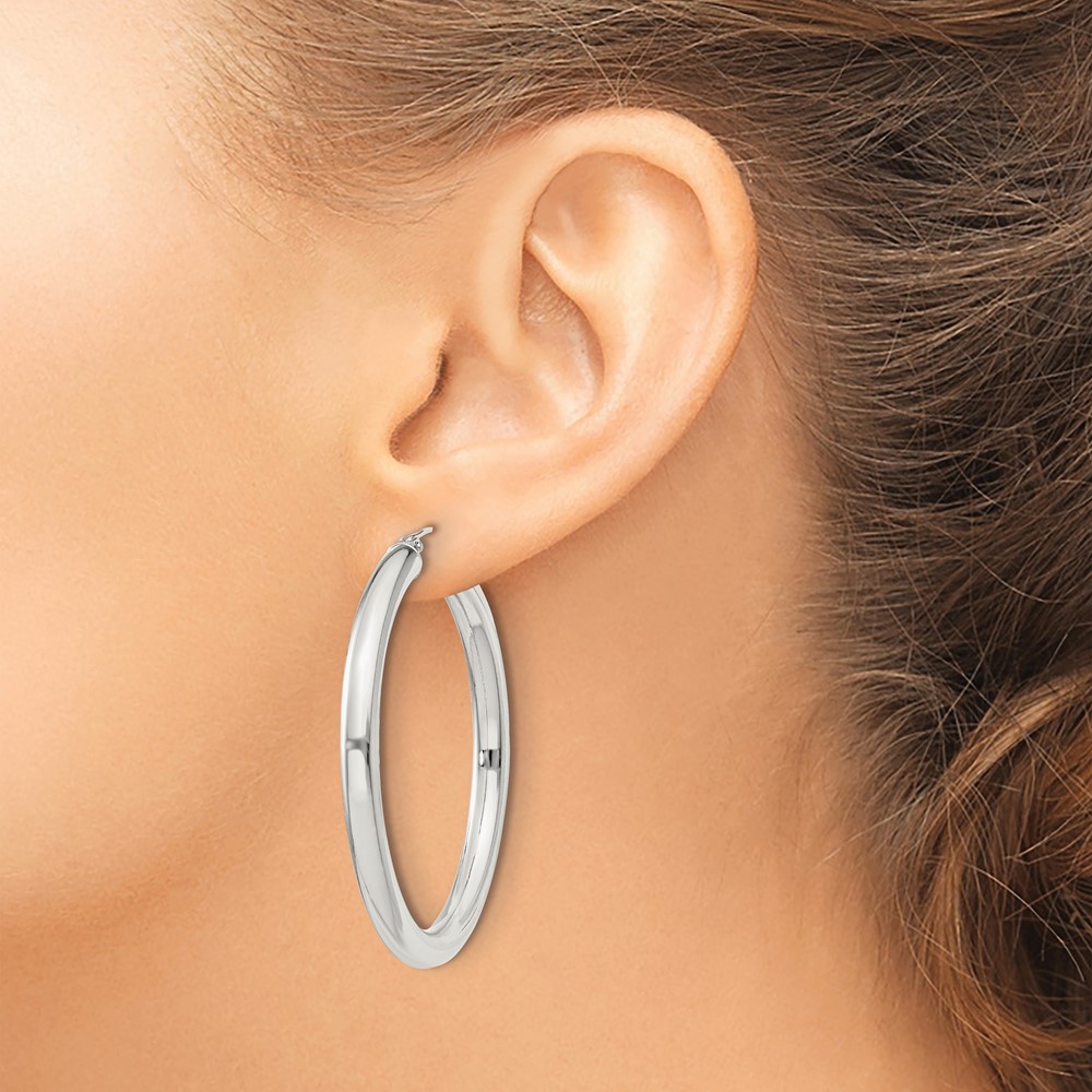 Sterling Silver 4mm Round Hoop Earrings (QE818SP)