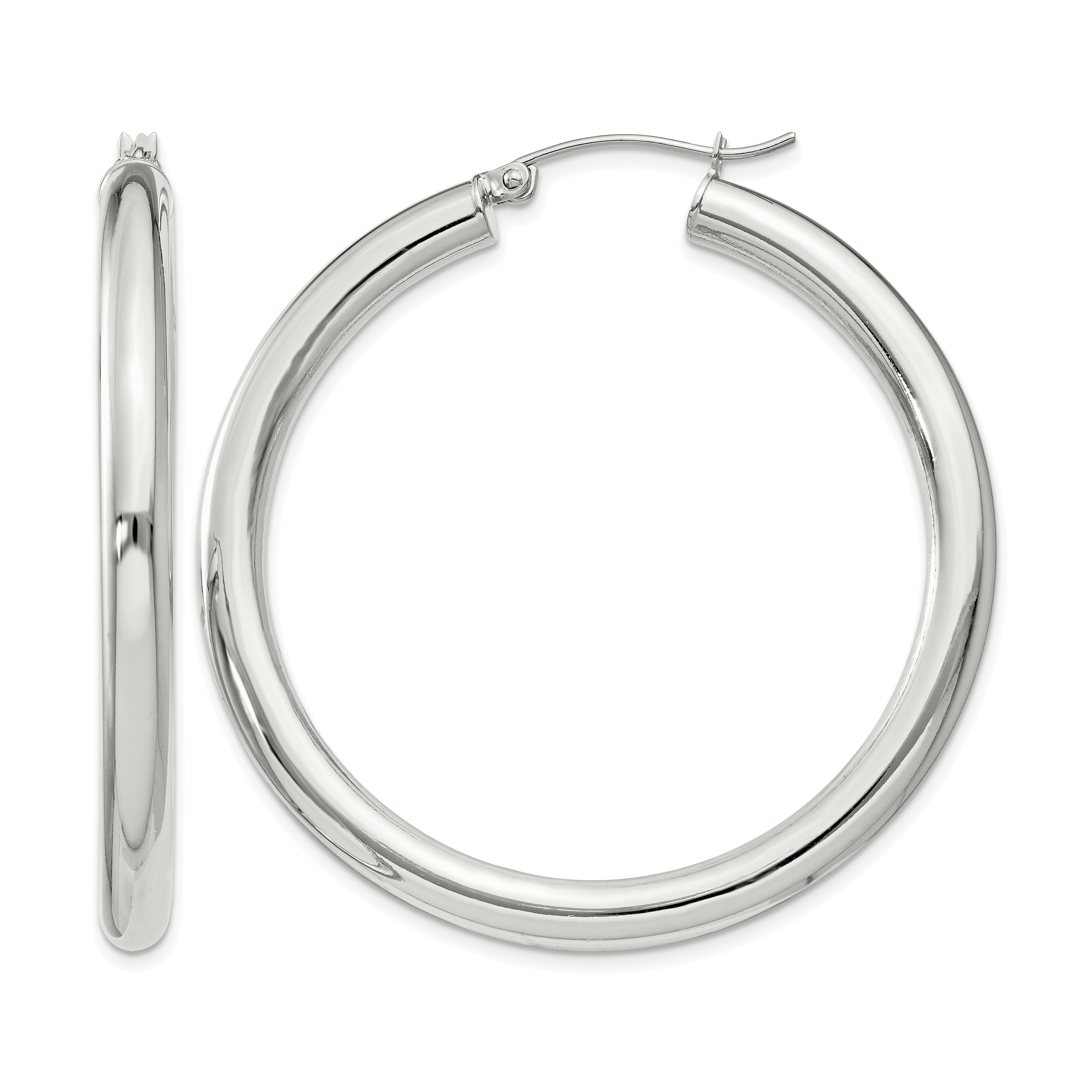 Sterling Silver 4mm Round Hoop Earrings (QE818SP)