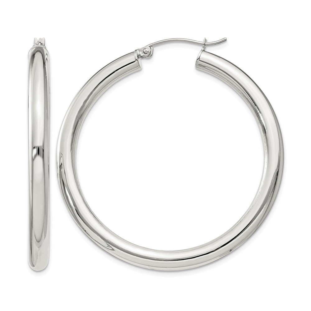 Sterling Silver 4mm Round Hoop Earrings (QE818SP)