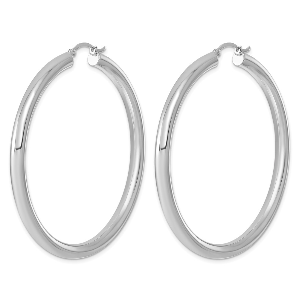 Sterling Silver Rhodium-plated 4mm Round Hoop Earrings (QE819)