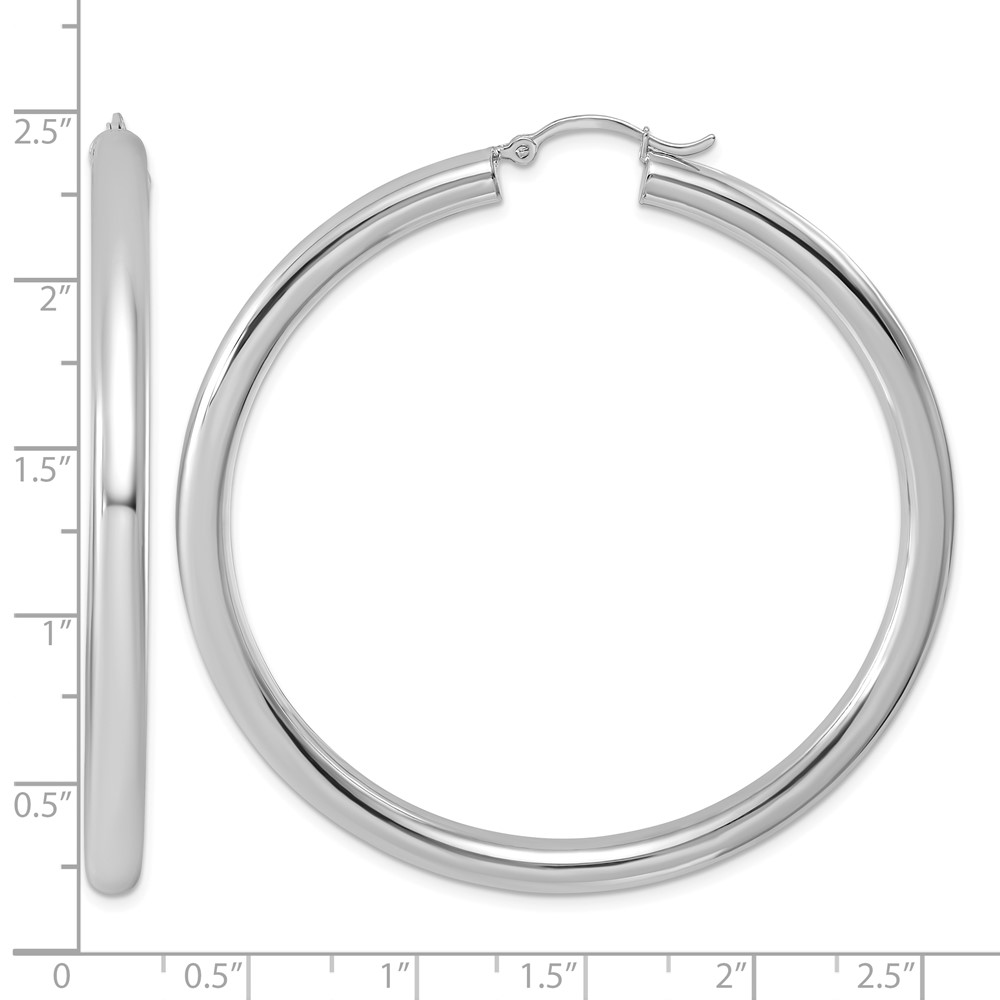 Sterling Silver Rhodium-plated 4mm Round Hoop Earrings (QE819)