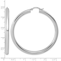 Sterling Silver Rhodium-plated 4mm Round Hoop Earrings view 5