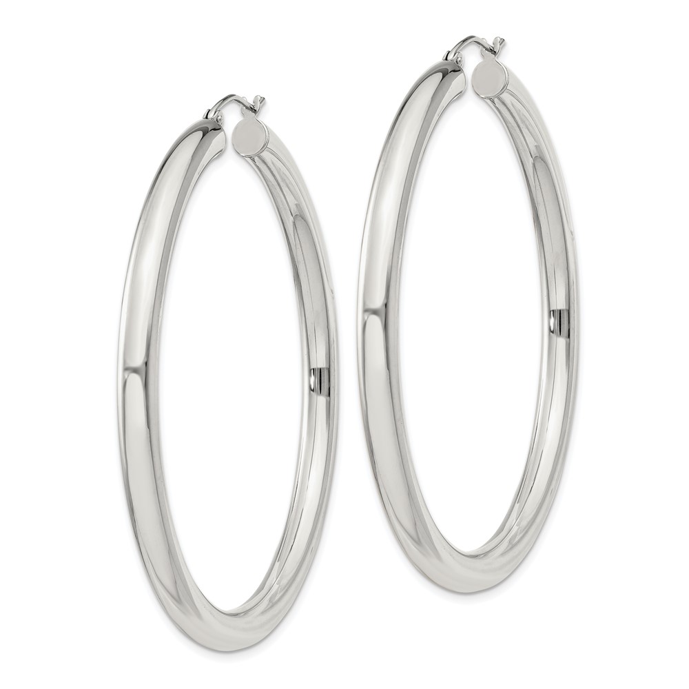 Sterling Silver 4mm Round Hoop Earrings (QE819SP)