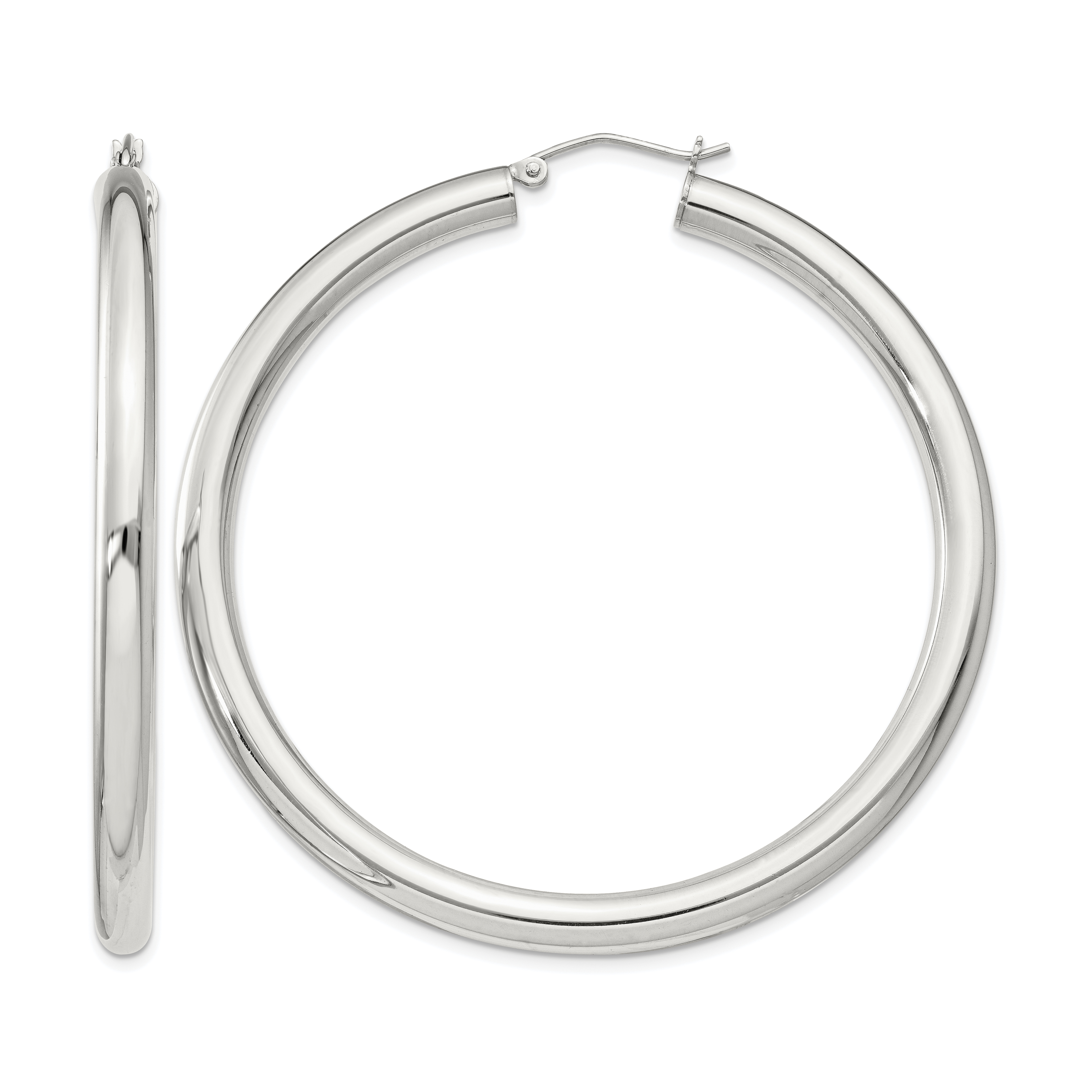 Sterling Silver 4mm Round Hoop Earrings (QE819SP)