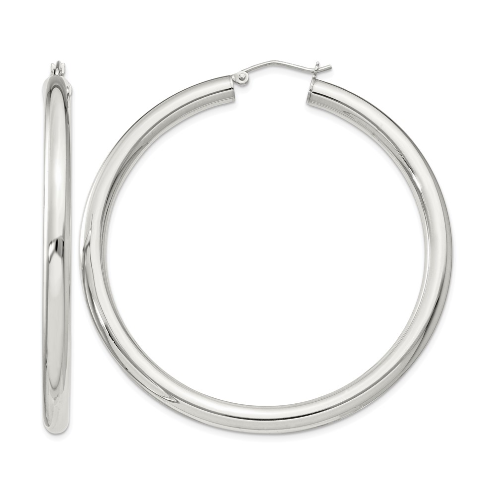 Sterling Silver 4mm Round Hoop Earrings (QE819SP)